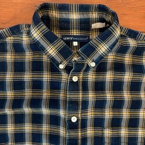 Levi’s Made & Crafted yarn-dyed indigo and yellow plaid shirt